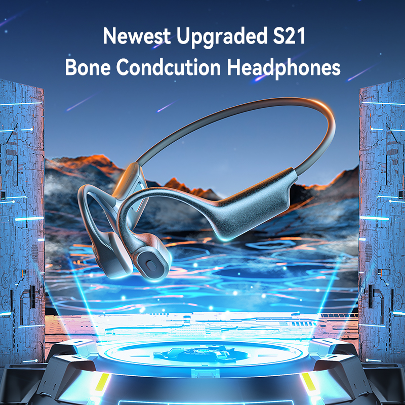 หูฟังแบบเปิดหูเทรนด์ใหม่ชุดหูฟังไร้สาย Bluetooth การ์ดหน่วยความจำ 32G หูฟัง Bone Conduction